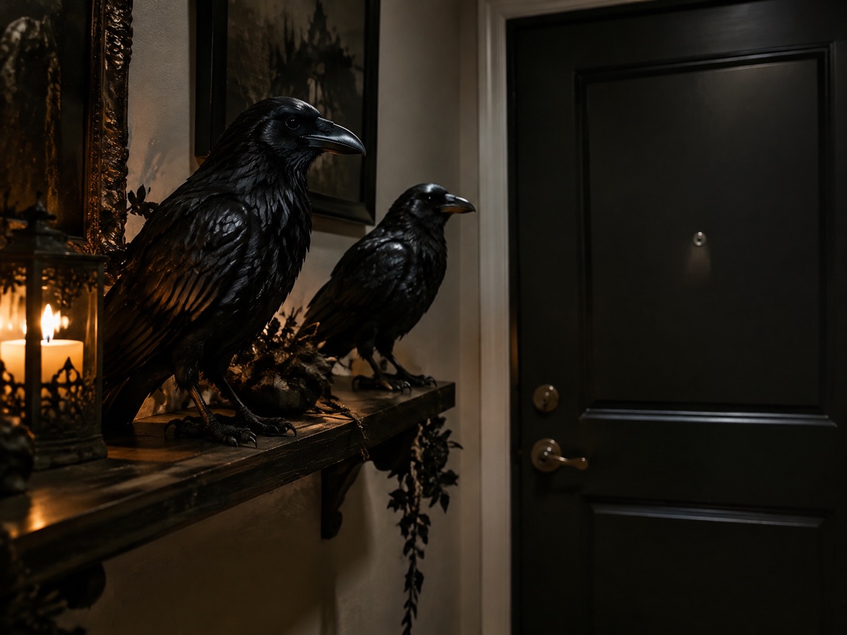 Faux Ravens for a gothic apartment entryway