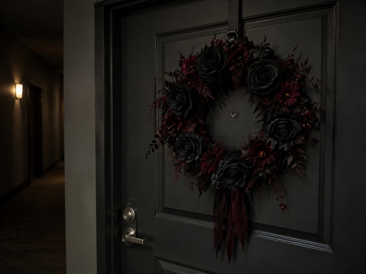 Black Rose Wreath for a gothic apartment entryway